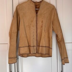 Suede Essentials 100% Leather Jacket – Tan Beige,